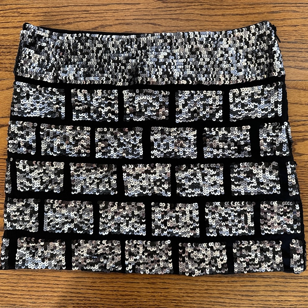 Lux Black with Silver Sequin Mini Skirt